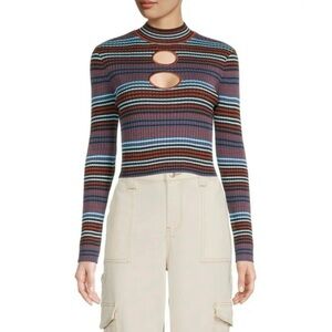 Madden NYC - Edgy Stripe Cut-Out Top